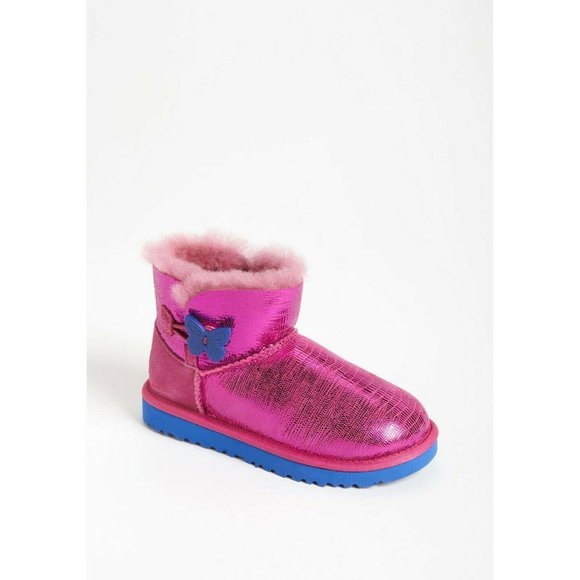 Ugg Australia Kids Youth Size 5 Pink Mini Bailey Button Lizard Boot - Picture 1 of 2